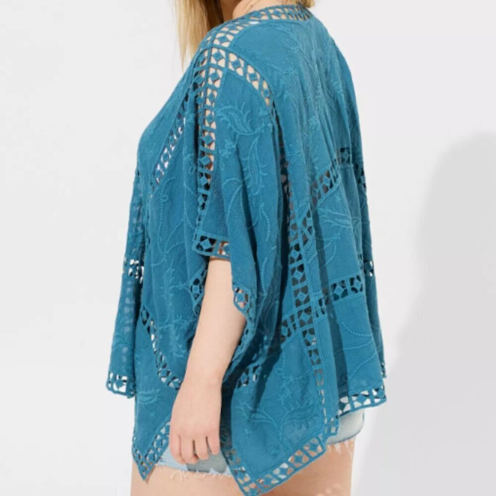 Tonal Embroidered Ruana